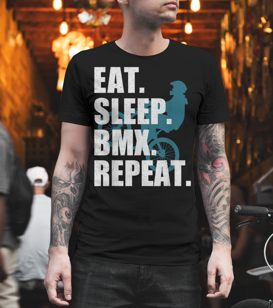 Eat Sleep BMX Repeat Funny Vintage BMX Rider T-Shirt