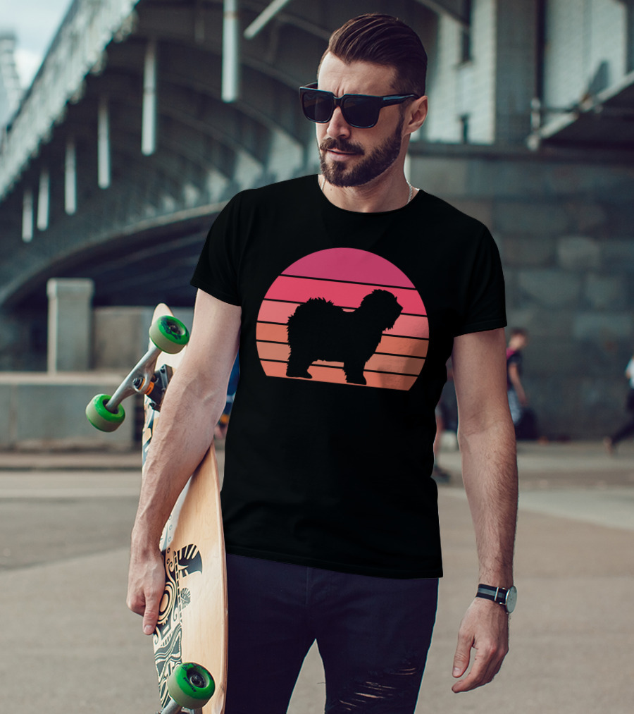 English Sheepdog Cool Vintage Sunset T-Shirt