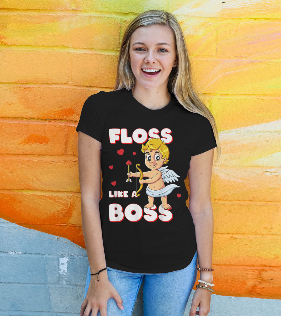 Floss Like A Boss Cupid Valentine's Day Bow Arrow Hearts T-Shirt