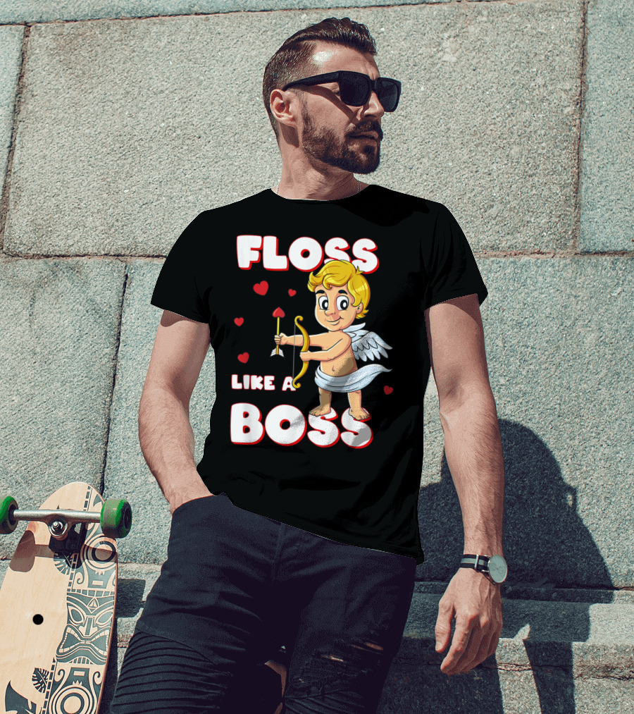 Floss Like A Boss Cupid Valentine's Day Bow Arrow Hearts T-Shirt