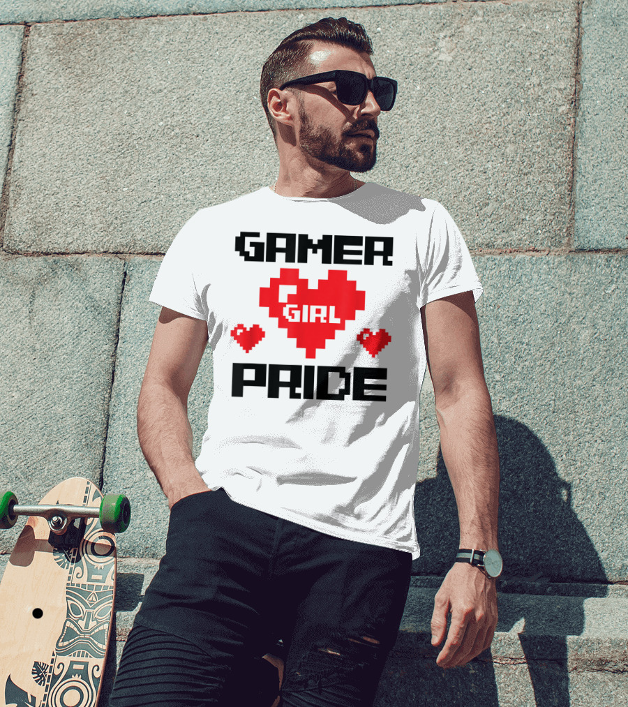 Gamer Girl Pride Pixel Heart Cute Female Gaming T-Shirt