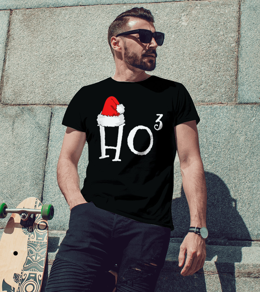 Ho3 Cubed Santa Hat Christmas Hohoho Math Teacher T-Shirt