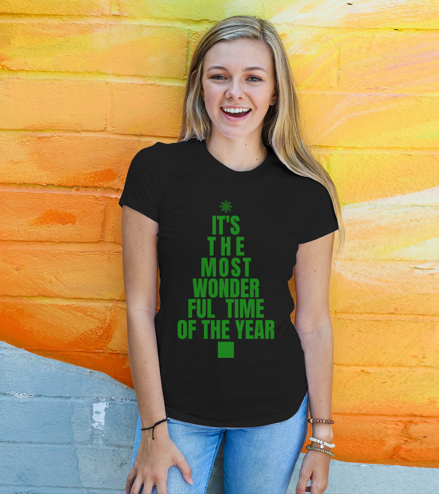 It's The Most Wonderful Time Of The Year Christmas Tree Design Green T-Shirt