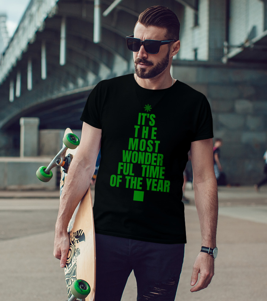 It's The Most Wonderful Time Of The Year Christmas Tree Design Green T-Shirt