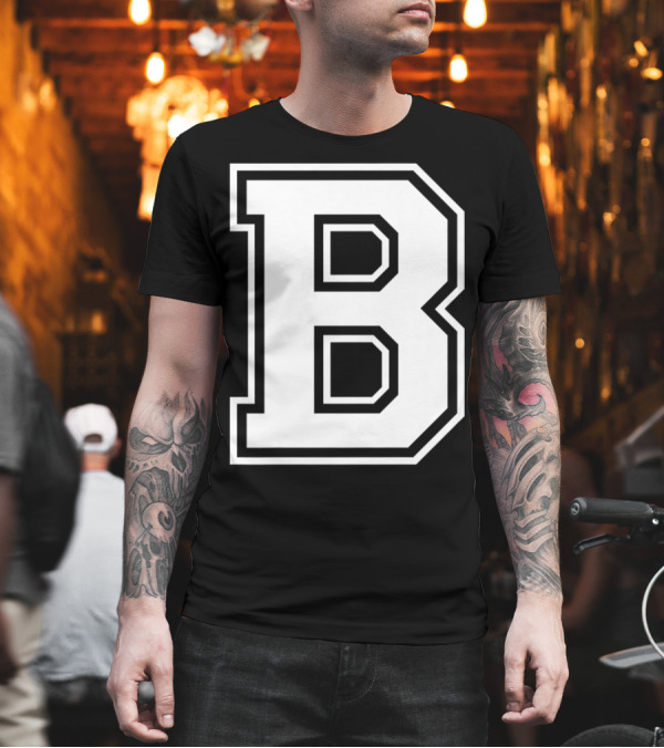 Old School Letter B Initial Retro College T-Shirt Old School Letter B Initial Retro College T-Shirt