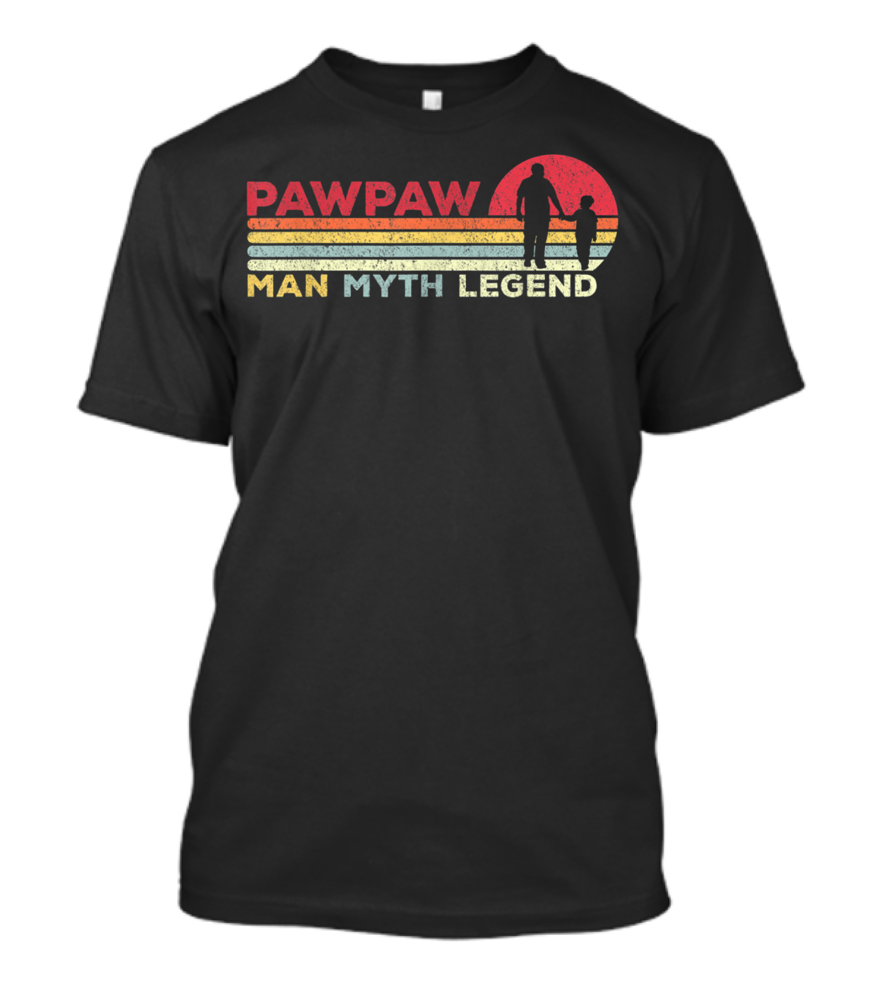 Pawpaw Man Myth Legend Vintage Mens Dad Retro Stripes T-Shirt