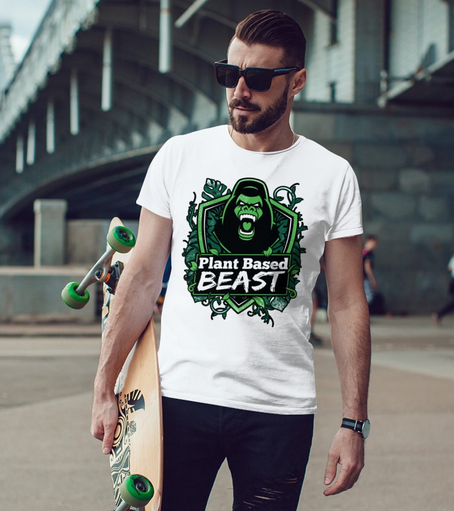 Plant Based Beast Fitness Gorilla Bodybuilding Jungle Strength T-Shirt