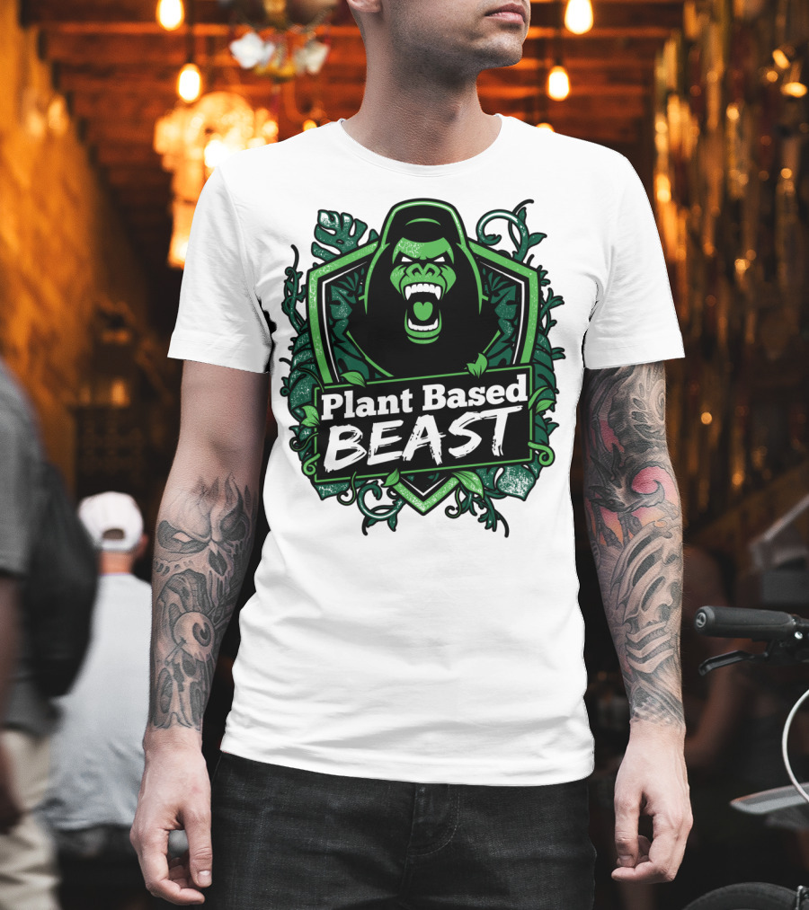 Plant Based Beast Fitness Gorilla Bodybuilding Jungle Strength T-Shirt
