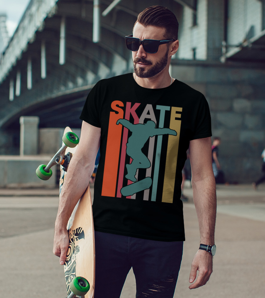 Retro Skate Skateboarder Vintage 70S 80S Skateboarding T-Shirt