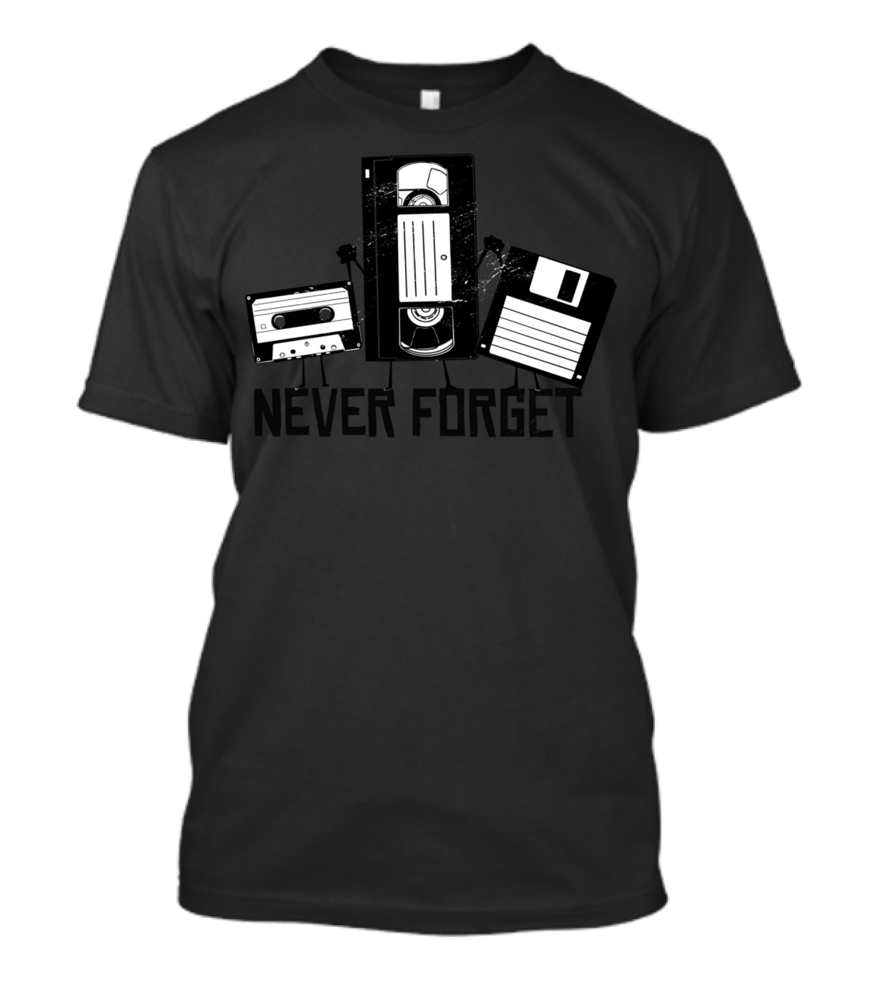 Never Forget Cassette VHS Floppy Disk T-Shirt