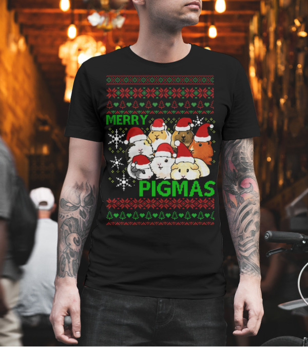 Merry Pigmas Funny Guinea Pig Christmas Santa Hat Ugly T-Shirt Merry Pigmas Funny Guinea Pig Christmas Santa Hat Ugly T-Shirt