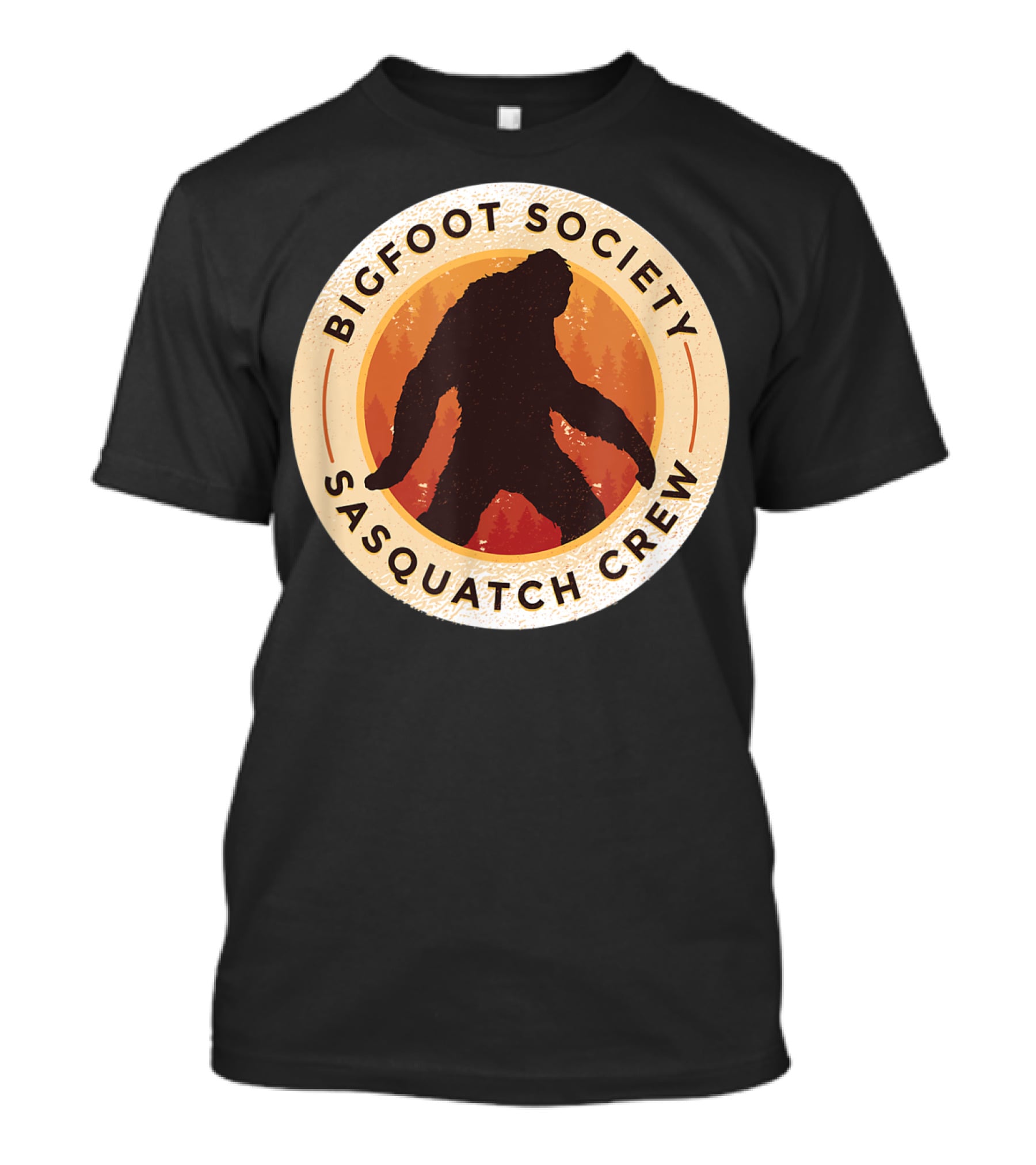 Bigfoot Society Sasquatch Crew Men Women Iconic Forest Emblem T-Shirt