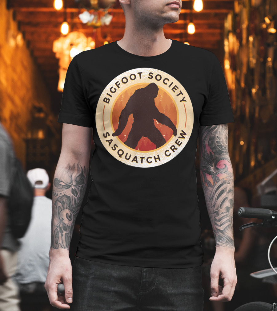 Bigfoot Society Sasquatch Crew Men Women Iconic Forest Emblem T-Shirt