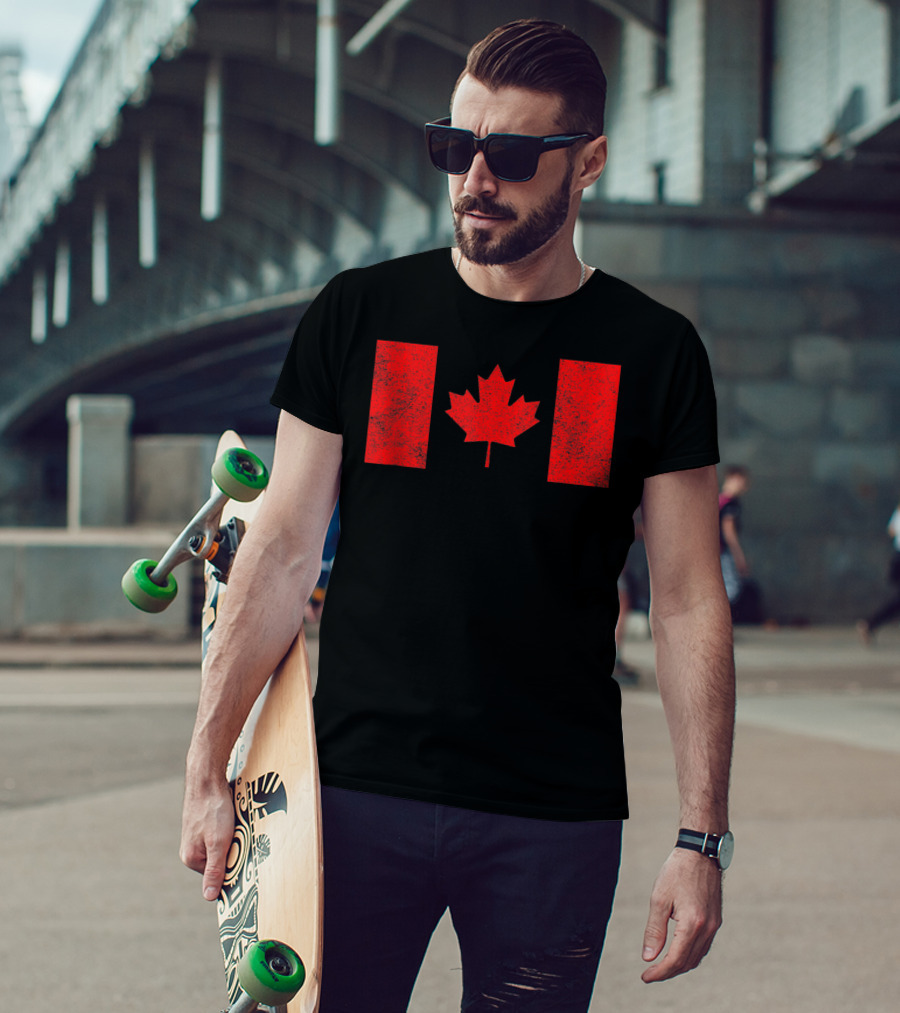Canada National Flag Distressed Maple Leaf T-Shirt