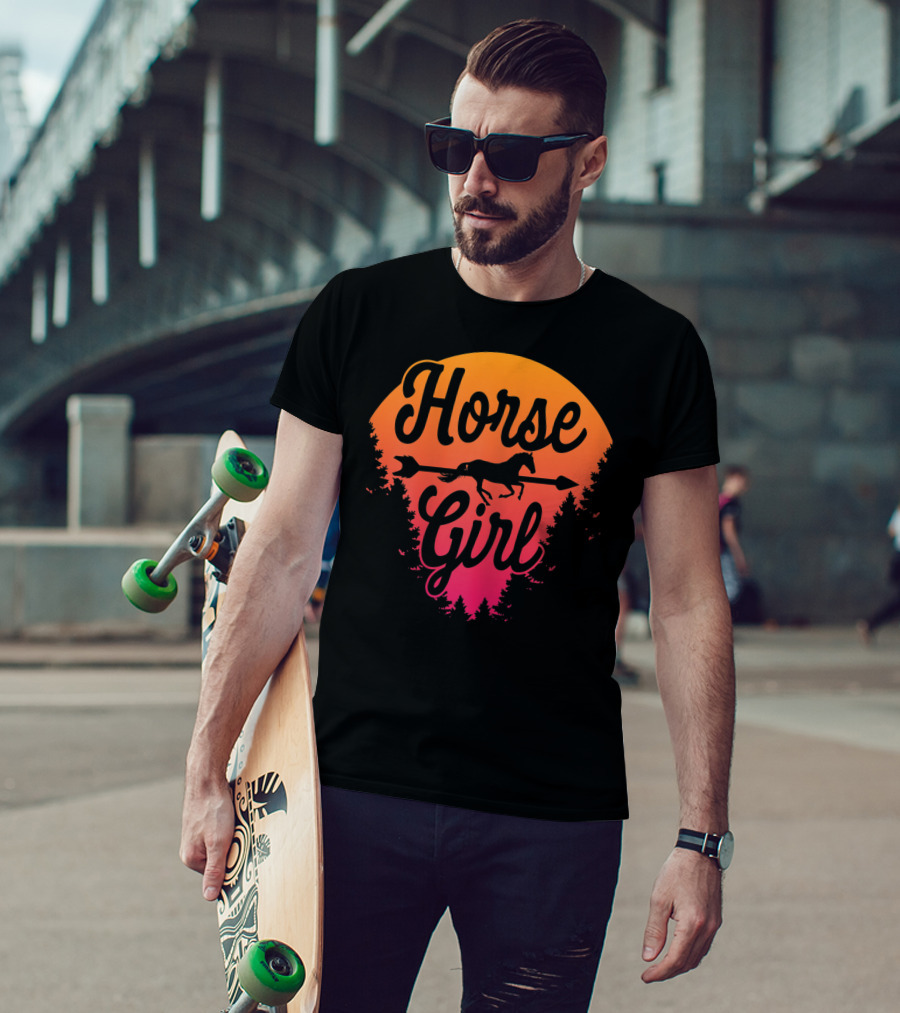 Horse Girl Forest Sunset T-Shirt