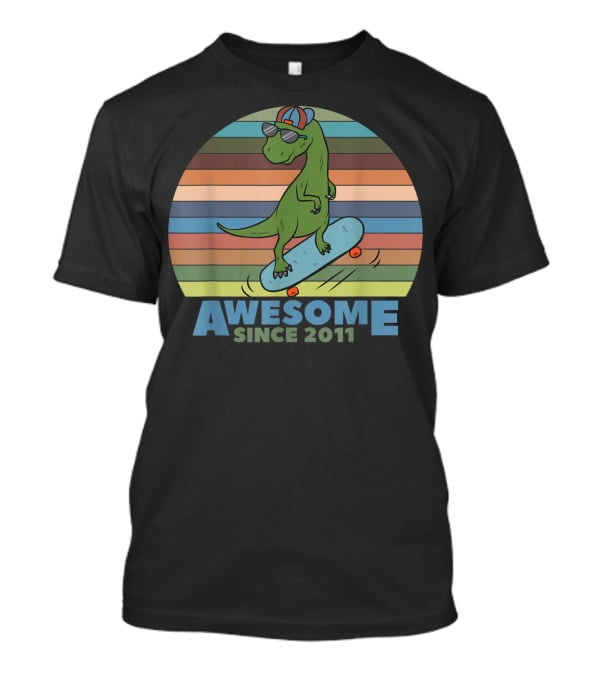 Awesome Dinosaur Skateboarding Since 2011 Vintage T-Shirt