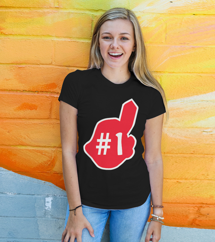 1 Cleveland Hometown Indian Tribe Vintage B Number 1 Foam Finger T-Shirt