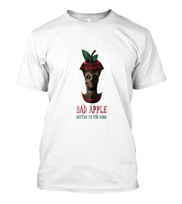 Bad Apple Skull With Rotten To The Core Text T-Shirt