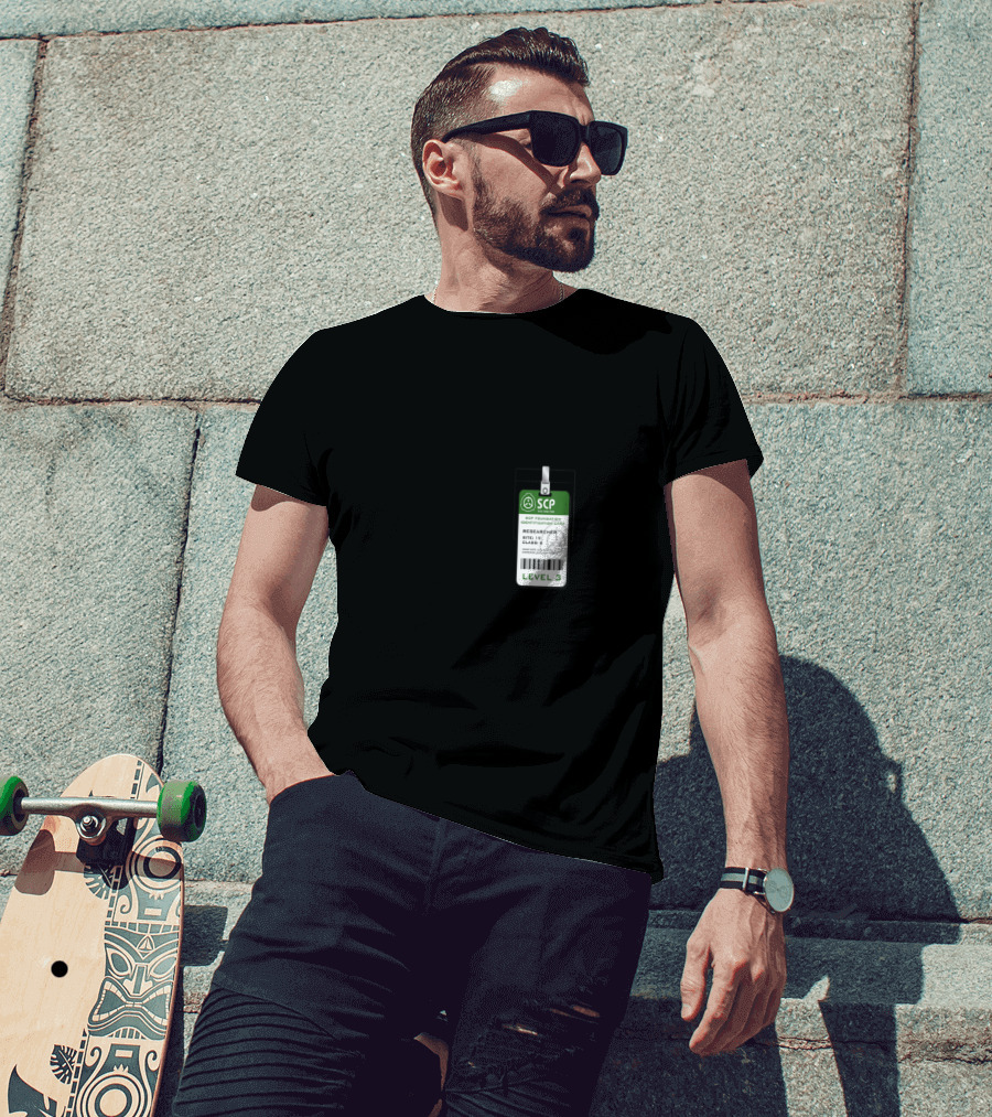 SCP Foundation Level 3 Researcher Identification Badge Secure Contain Protect Emblem T-Shirt