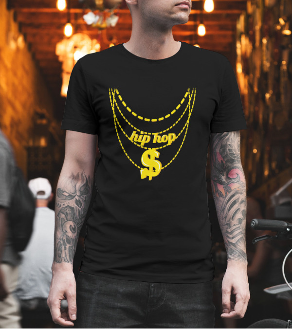 Hip Hop Costume Halloween Gold Chains Dollar Sign Necklace XJH T-Shirt Hip Hop Costume Halloween Gold Chains Dollar Sign Necklace XJH T-Shirt