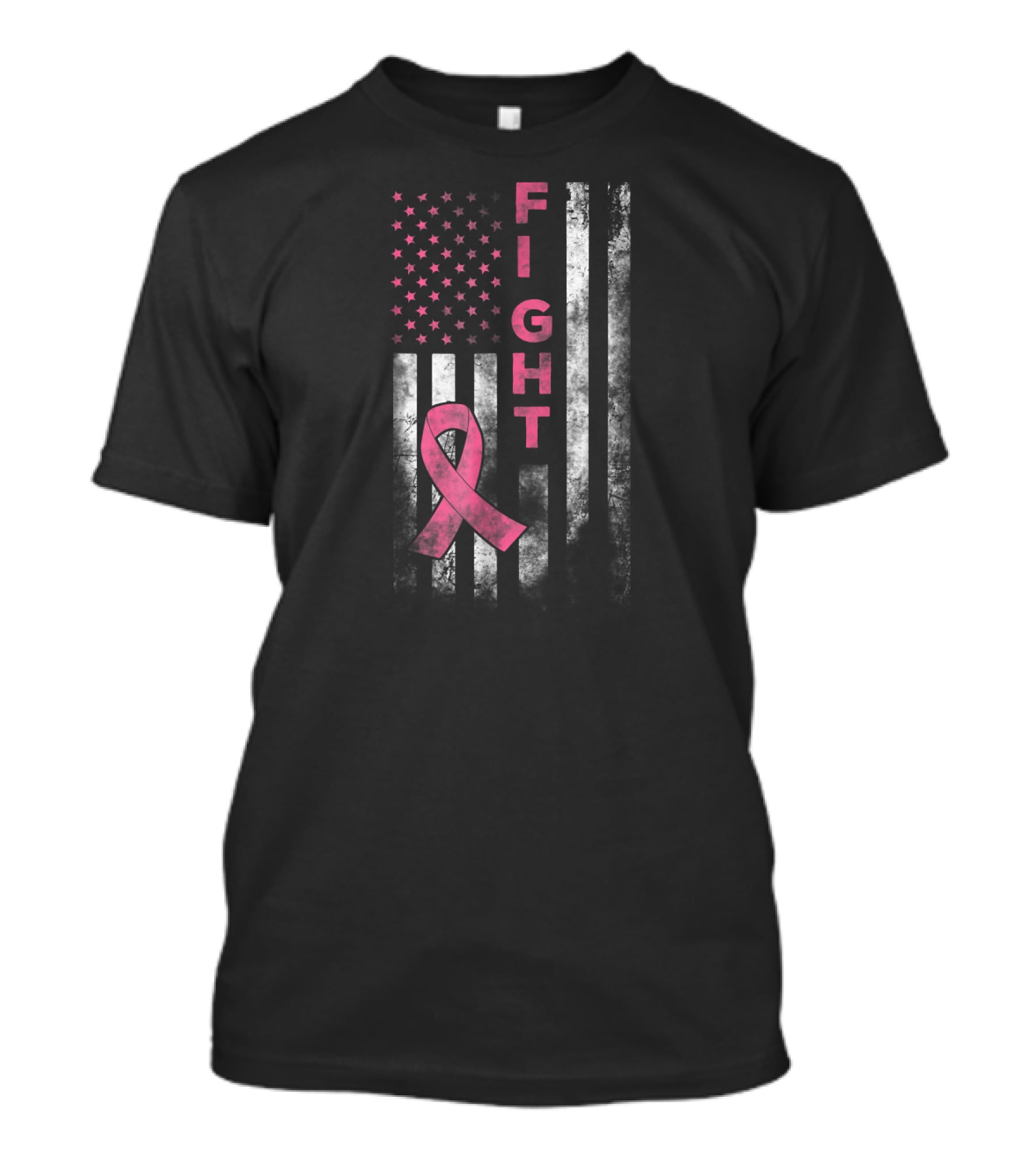 Fight For Breast Cancer Awareness American Flag With Pink T-Shirt