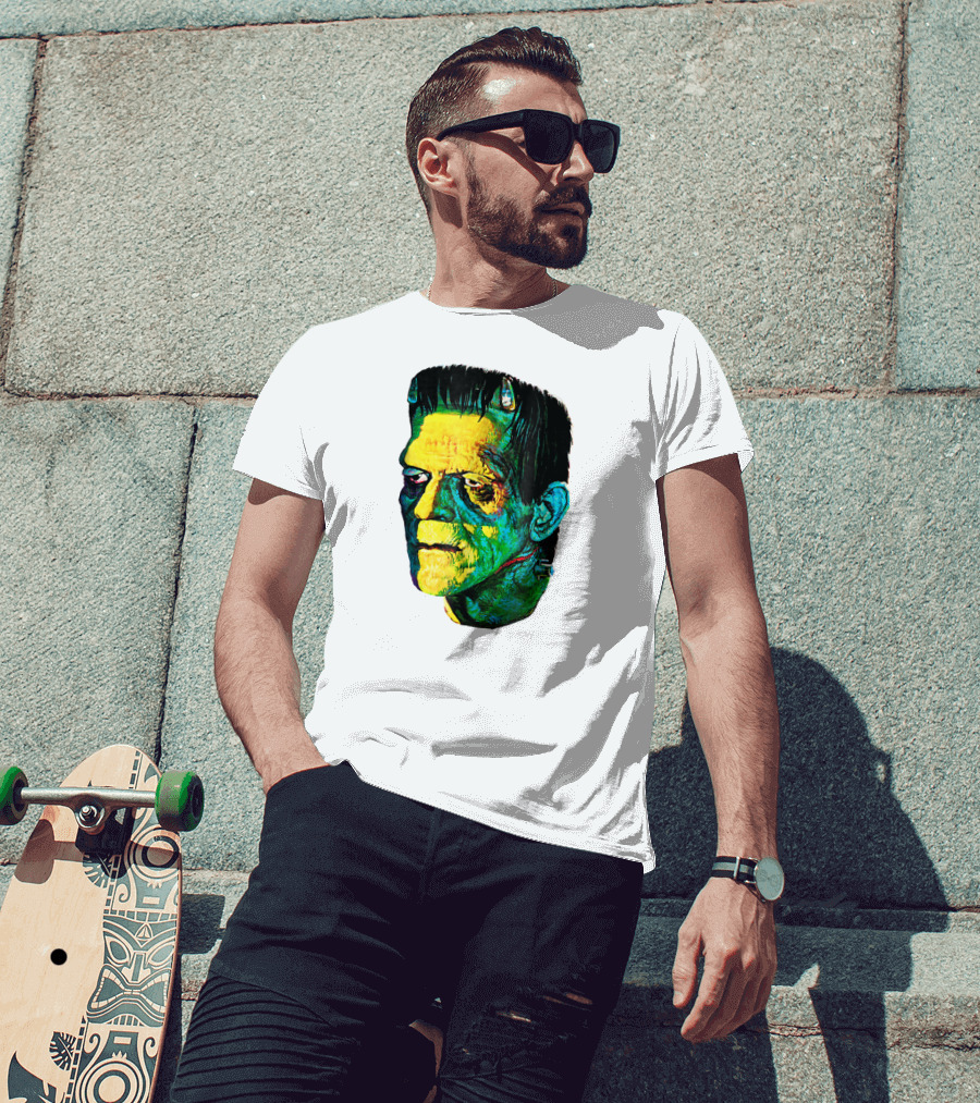 Karloff Frankenstein Monster Horror Movie Fan Iconic Colorful T-Shirt