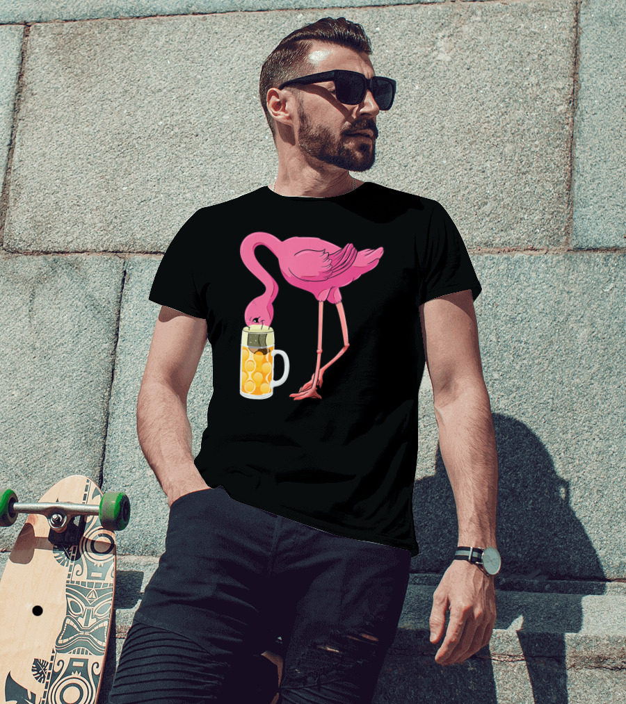 Beer Flamingo Beer Lover Alcohol Funny Oktoberfest T-Shirt