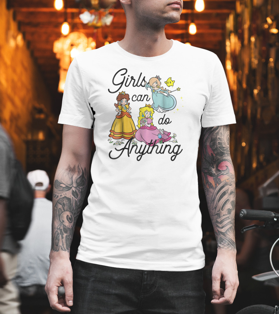 Girls Can Do Anything Super Mario Peach Daisy Rosalina Group Shot T-Shirt