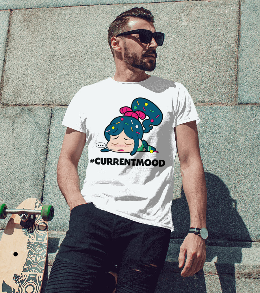 Disney Wreck It Ralph Vanellope #CurrentMood Sprinkles Hair Exhausted Expression T-Shirt