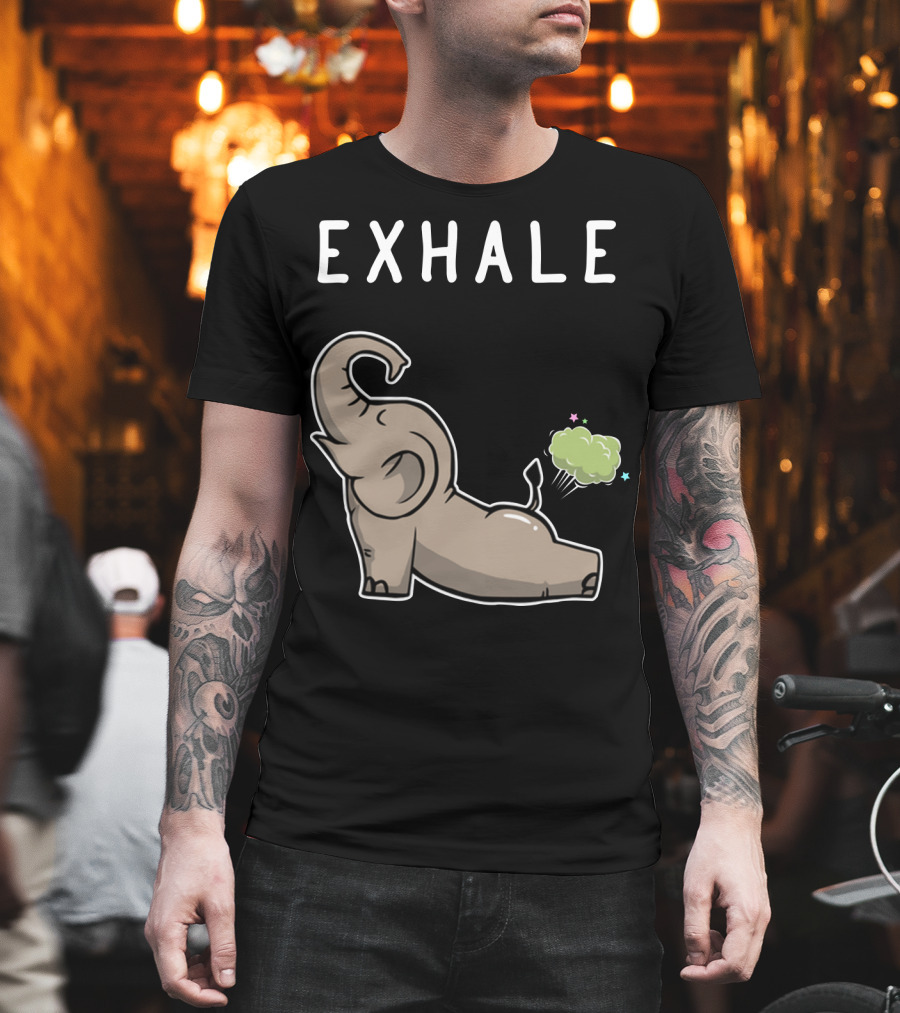 EXHALE Mens Womens Funny Elephant Lovers T-Shirt