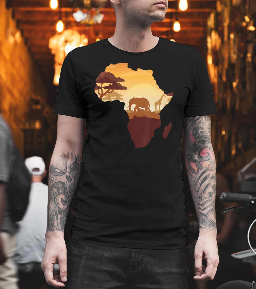 Wildlife Safari Animals Ivory Elephant Africa Silhouette Sunset T-Shirt