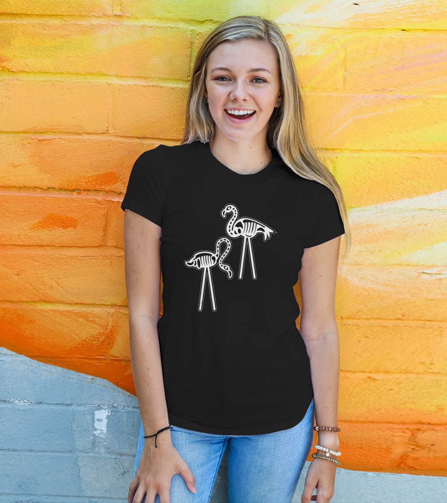 Flamingo Skeleton Funny Halloween Luau Party T-Shirt