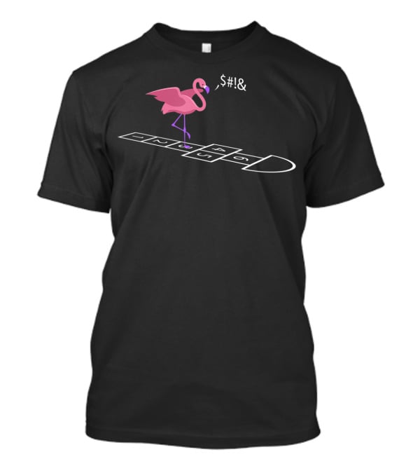 Funny Flamingo Frustrated At Hopscotch Game On Beach Vacation T-Shirt