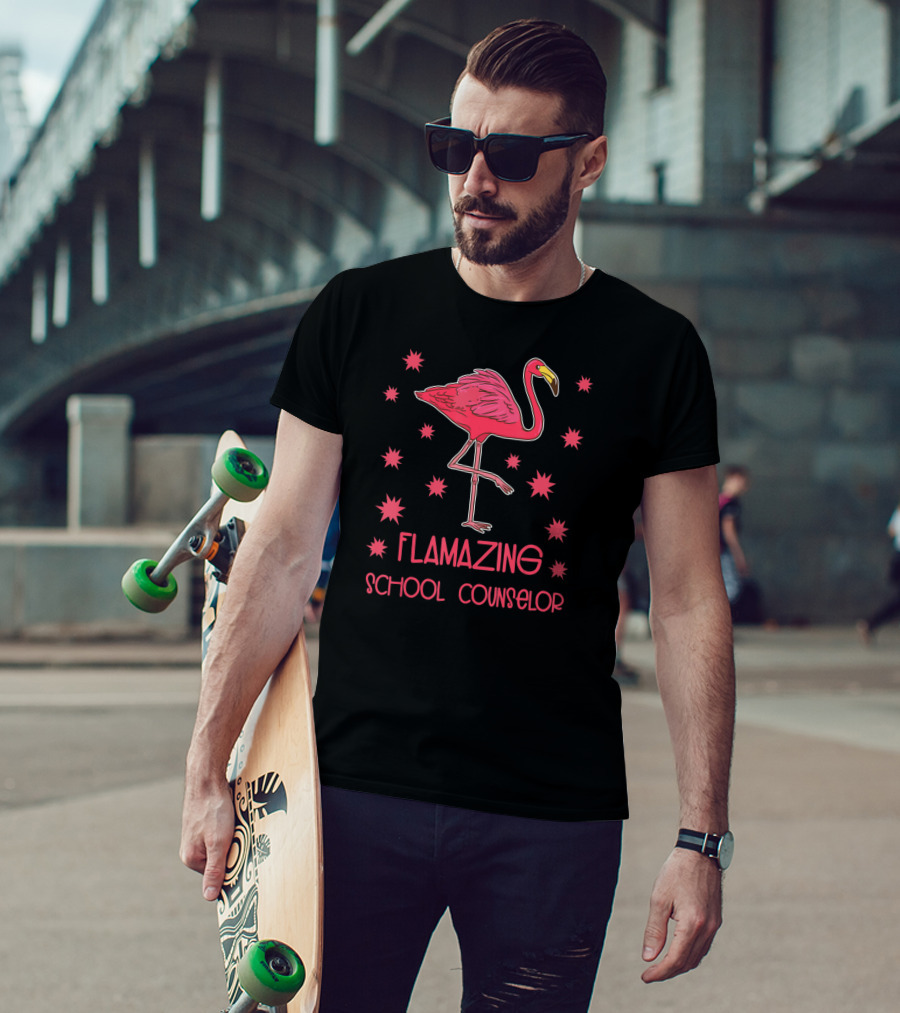 Flamazing School Counselor Pink Flamingo Appreciation T-Shirt