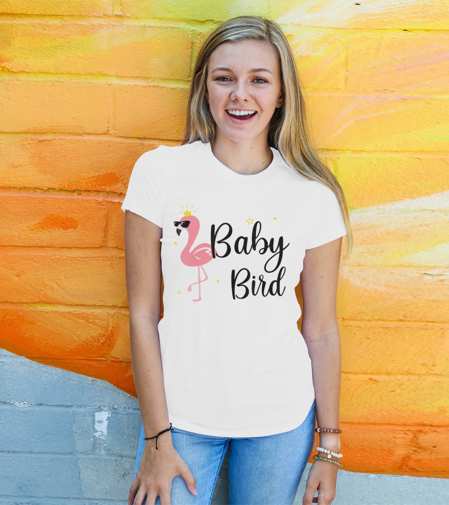 Baby Bird Flamingo Sunglasses Crown Stars T-Shirt