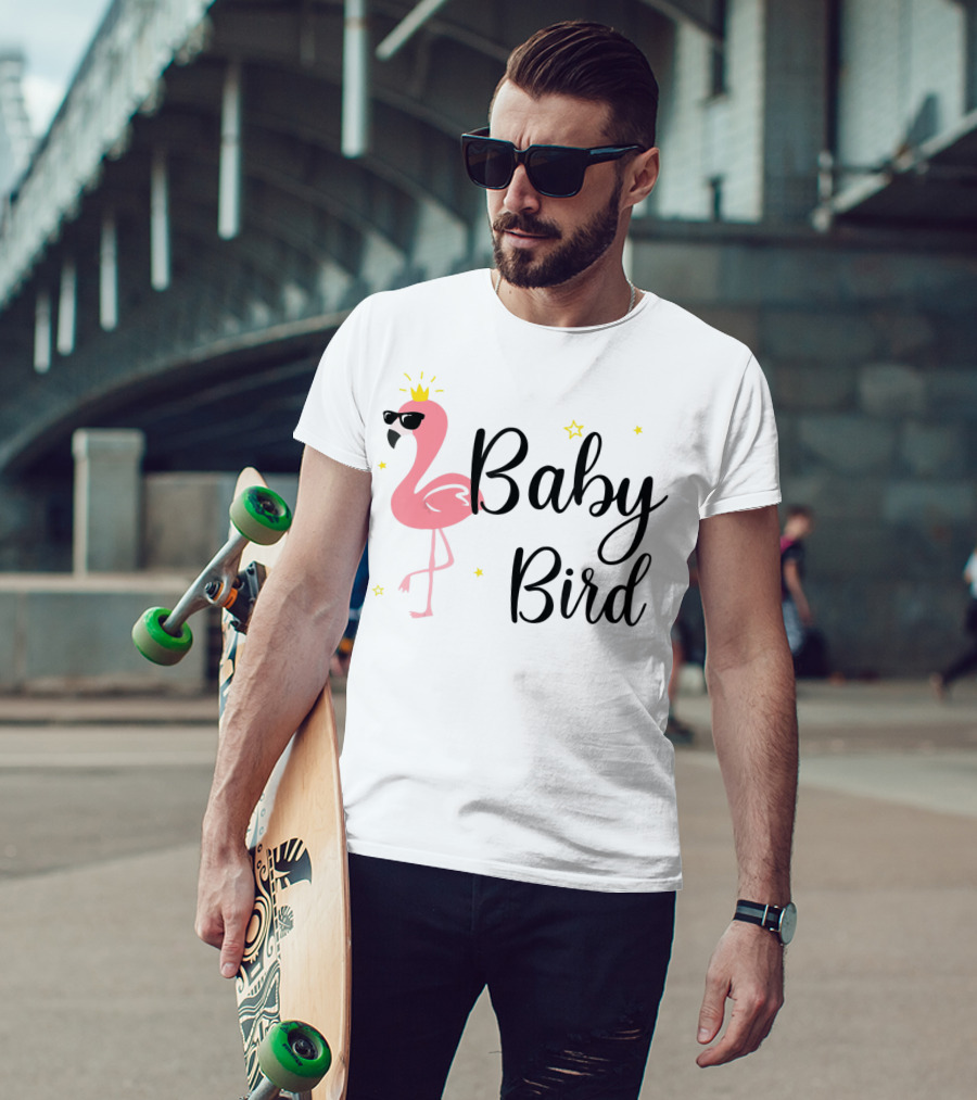 Baby Bird Flamingo Sunglasses Crown Stars T-Shirt