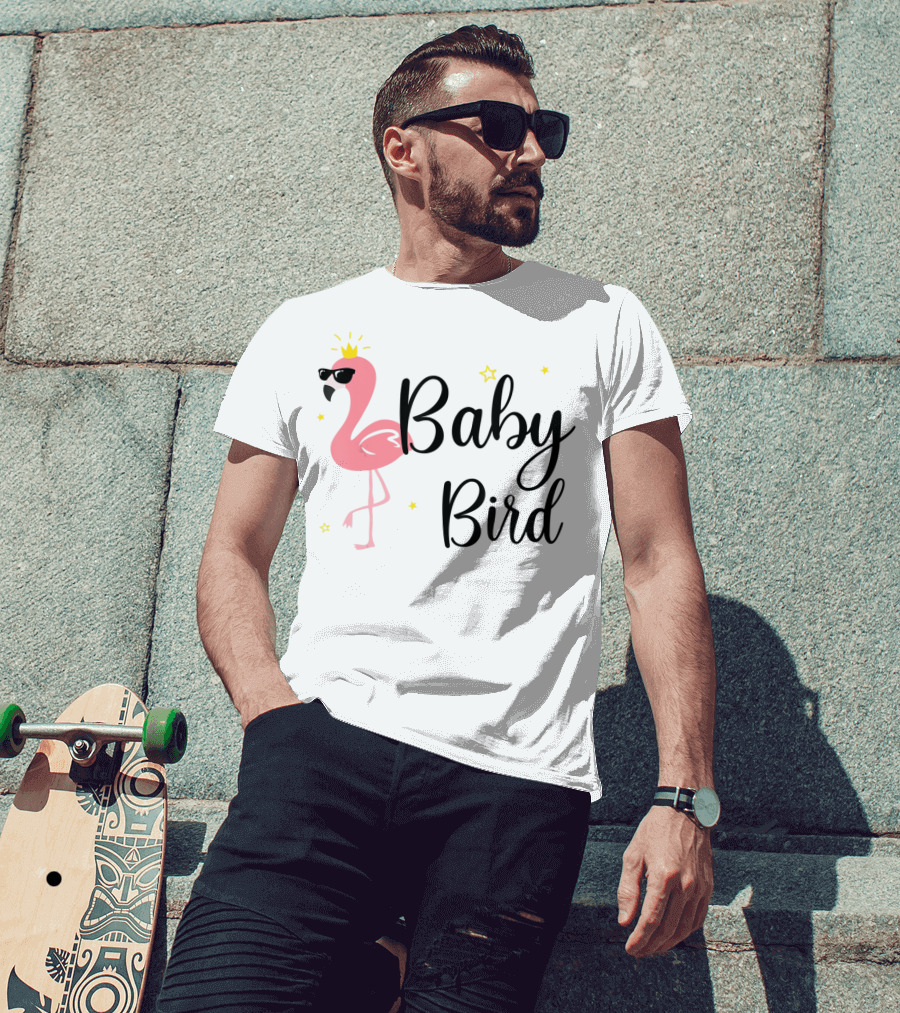 Baby Bird Flamingo Sunglasses Crown Stars T-Shirt