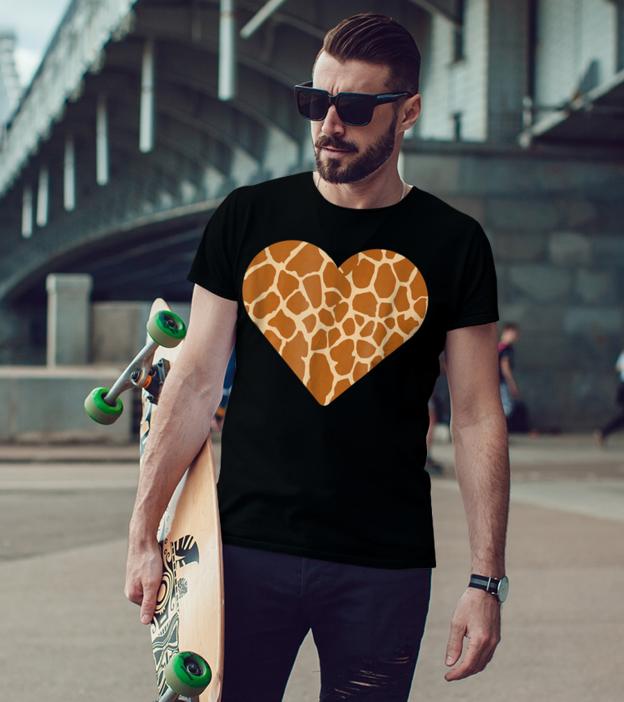 Giraffe Print Heart For Cute Giraffe Lover's Love T-Shirt