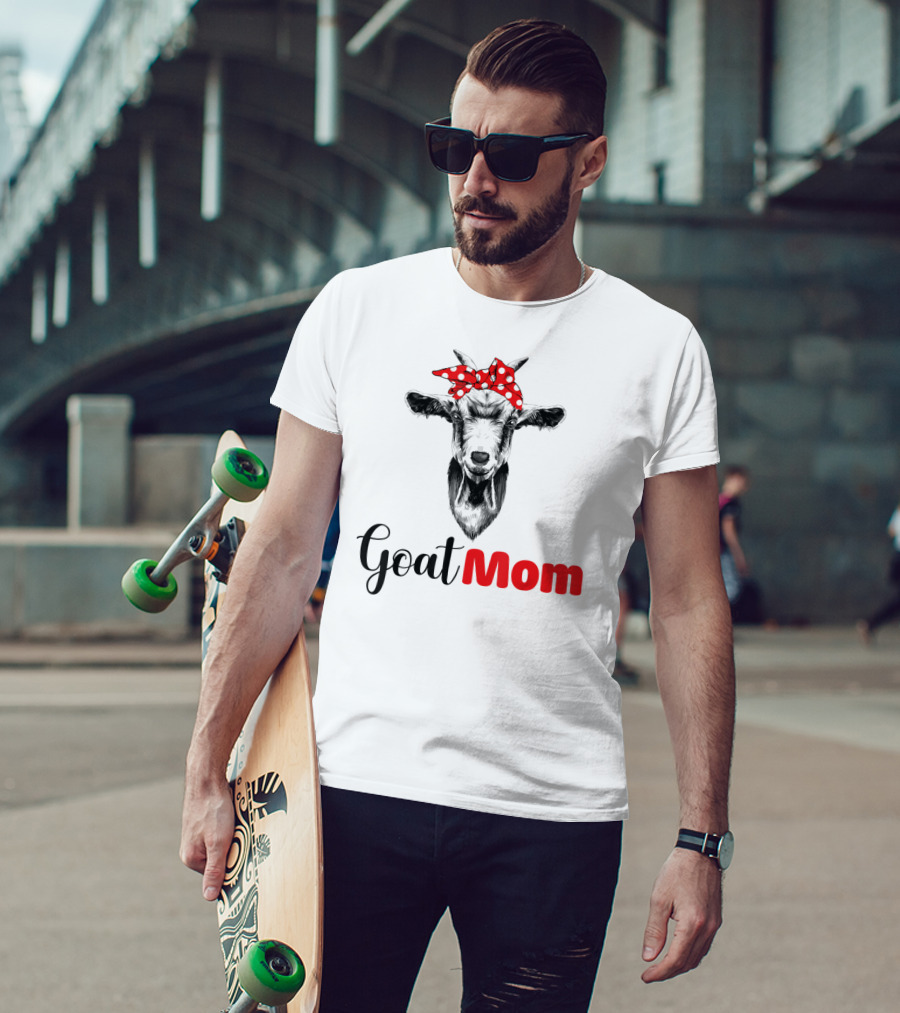 Funny Goat Mom Lovers Girl Polka Dot Bow T-Shirt