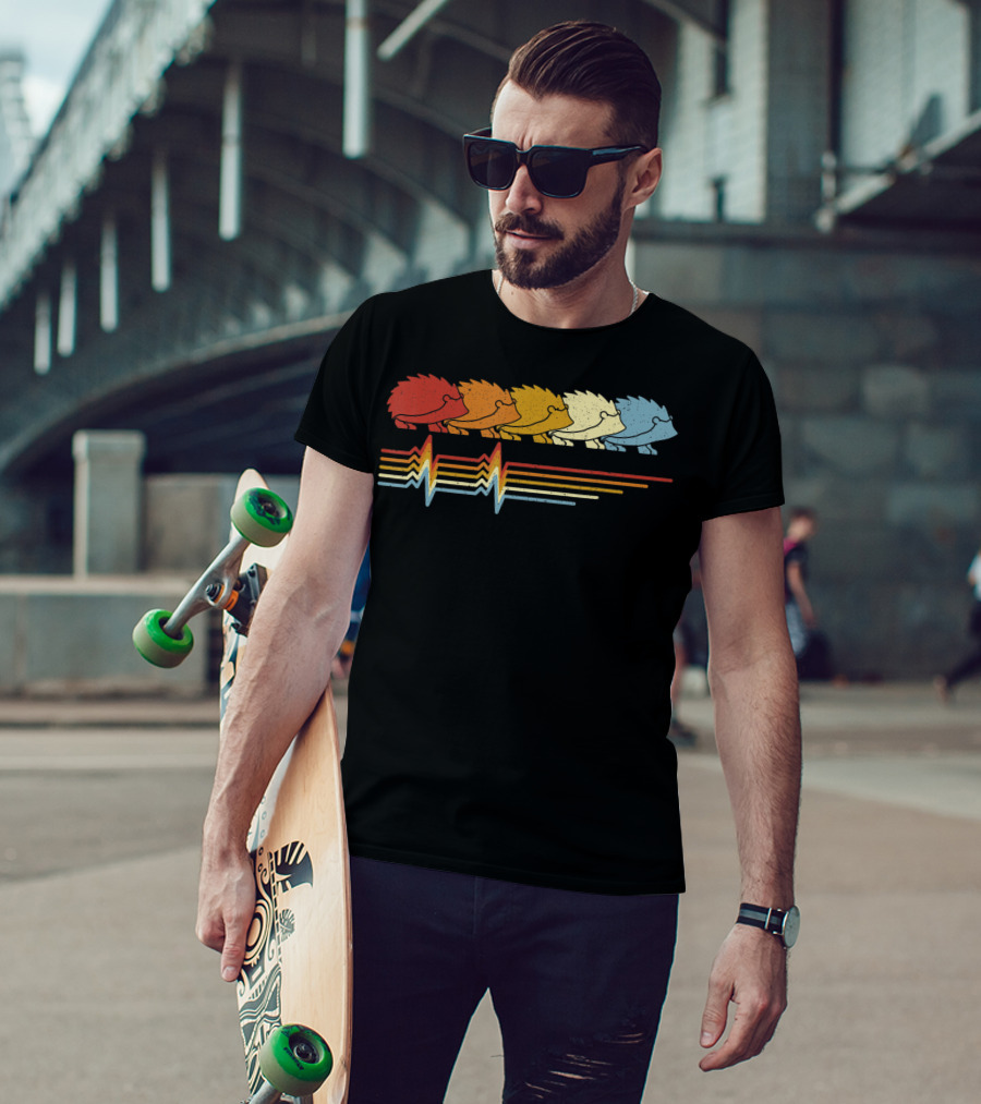 Hedgehog Heartbeat Retro Animal Lover T-Shirt