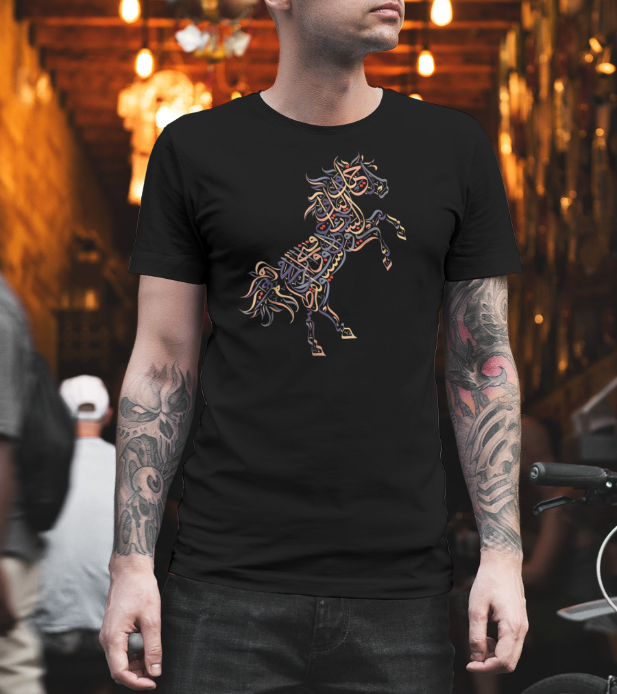 Arabic Calligraphy Horse Lovers Artquestrian T-Shirt