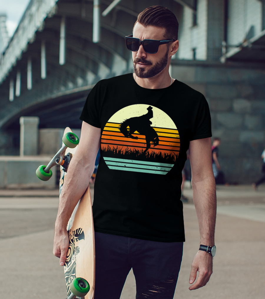 Bucking Bronco Horse Sunset T-Shirt