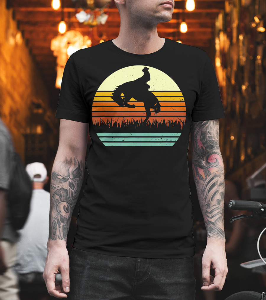 Bucking Bronco Horse Sunset T-Shirt