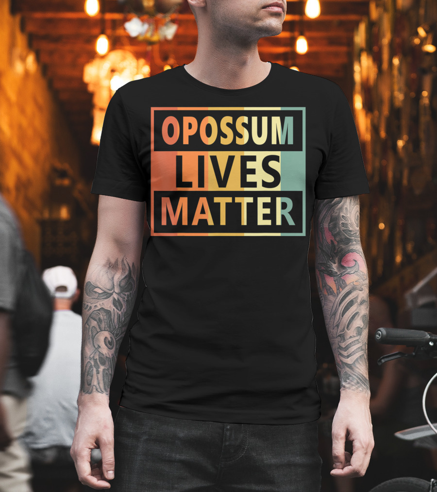 Opossum Lives Matter Vintage Vegan Opossum Lover Retro Stripes T-Shirt