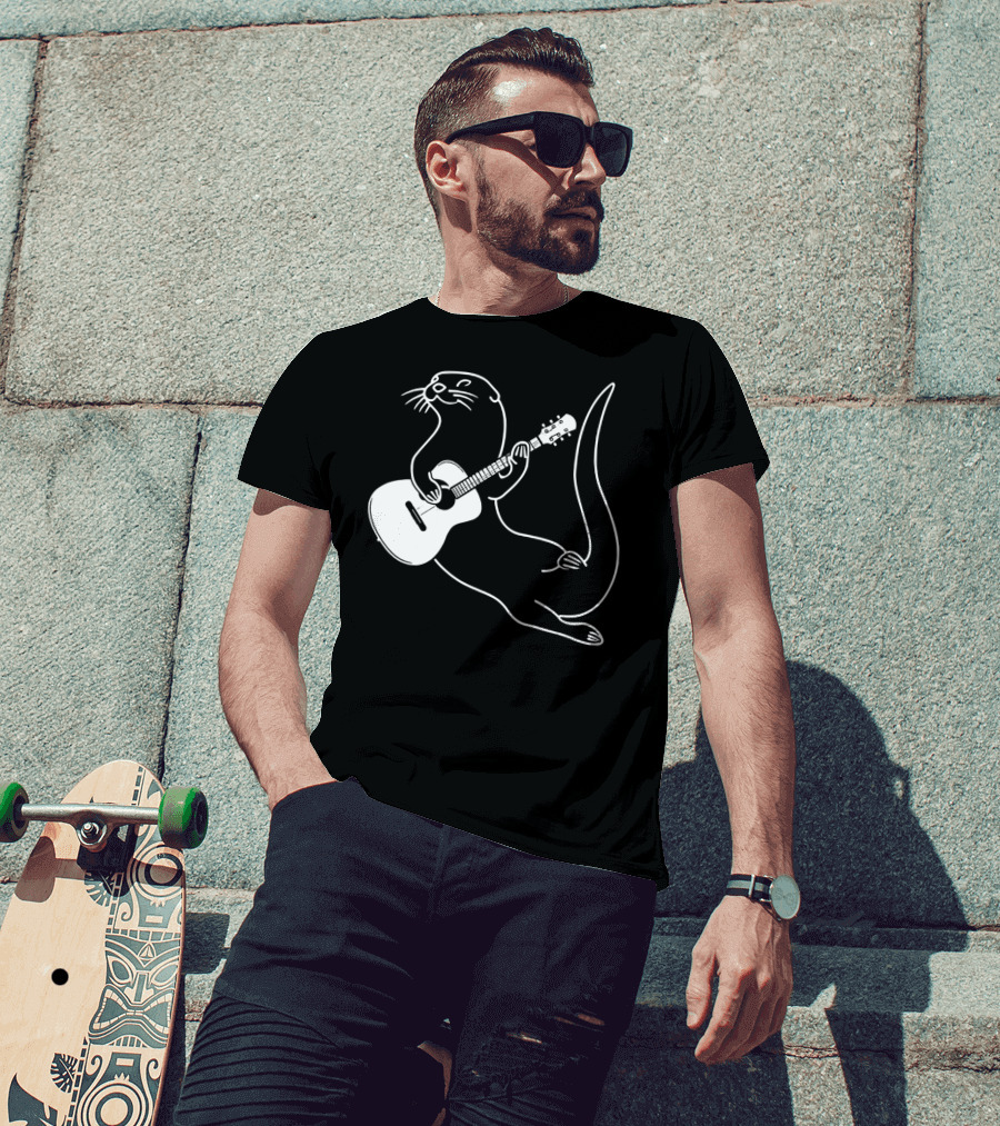 Guitar Playing Otter Music Cool Fun T-Shirt