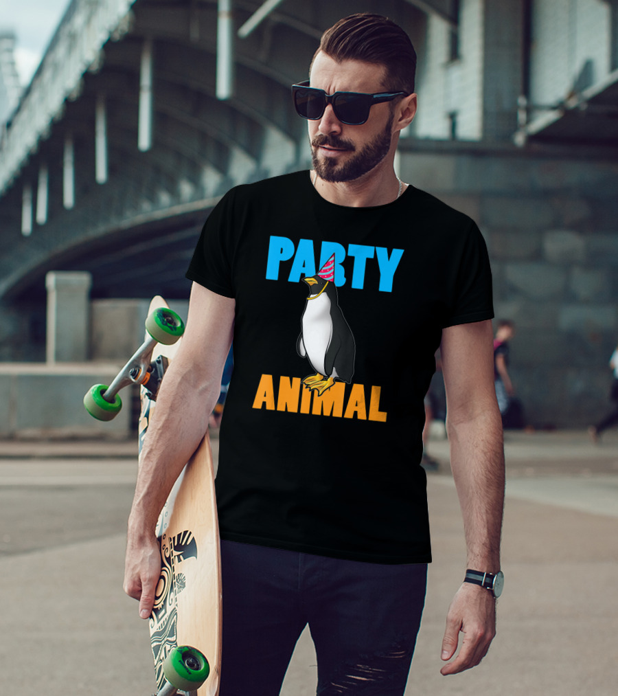 Party Animal Penguin Funny Birthday Meme T-Shirt