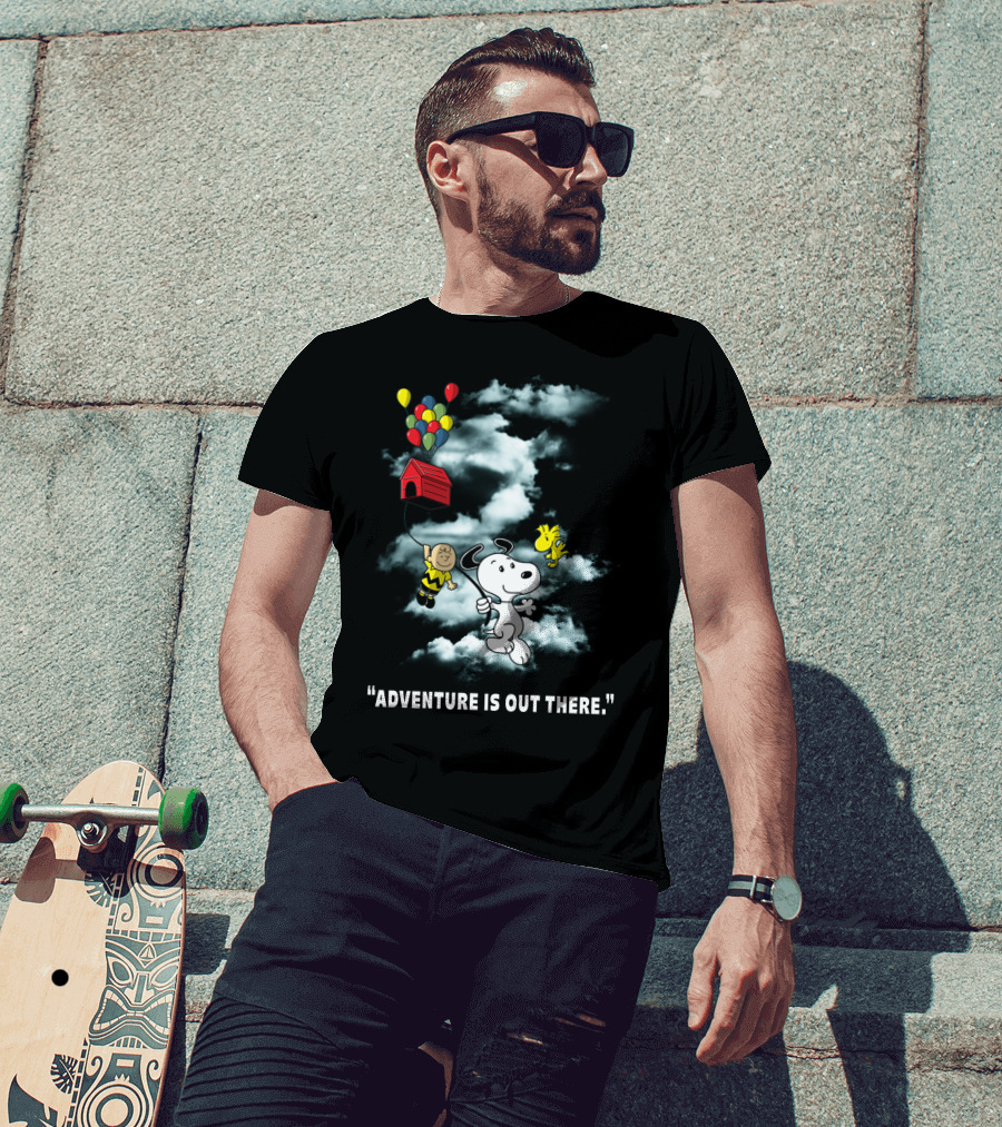 Adventure Is Out There Charlie Brown Snoopy Woodstock Balloons Peanuts T-Shirt