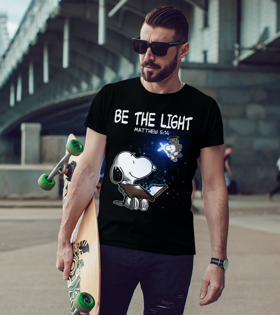 Be The Light Matthew 5:14 Snoopy The Peanuts Movie Woodstock Angel T-Shirt
