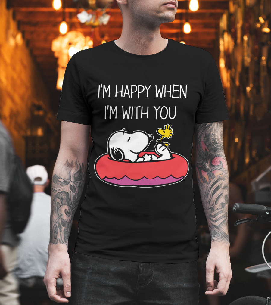 I'm Happy When I'm With You Snoopy and Woodstock Peanuts Float T-Shirt