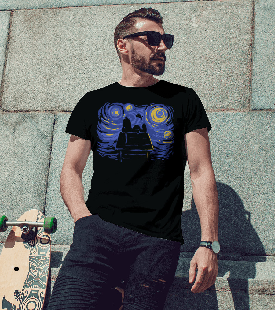 Van Gogh Starry Night Snoopy Peanuts Iconic T-Shirt